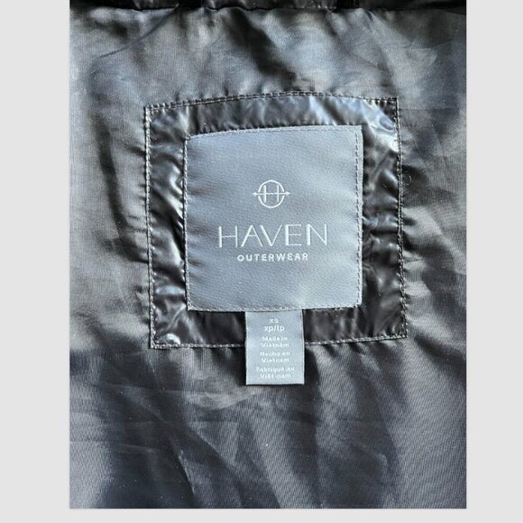 Haven Outerwear Mid-Length Shiny Black Puffer Jacket Size XS Insulated Quilted - Picture 3 of 9